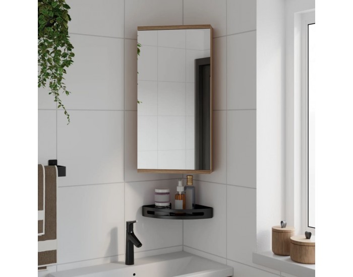 Sonata H Ъглов шкаф с огледало за баня, дъб, 30x24x60 см
