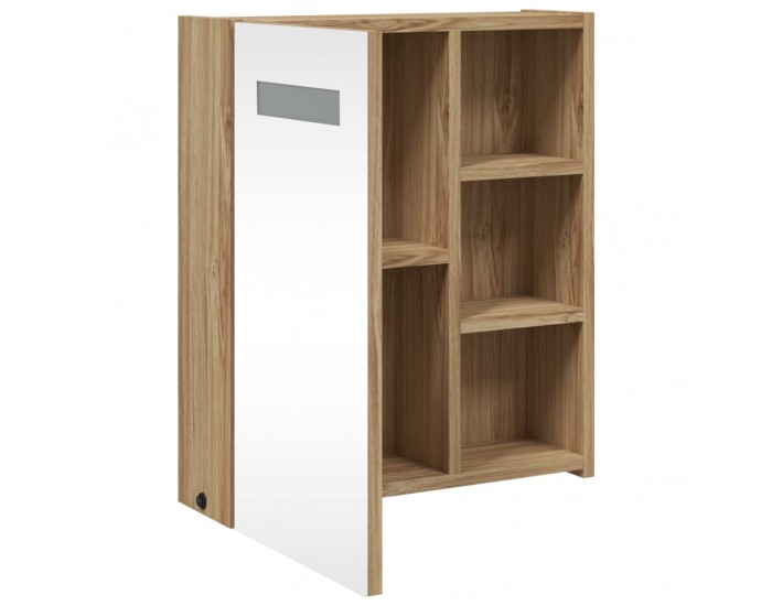 Sonata H Огледален шкаф за баня с LED осветление, дъб, 45x13x52 см