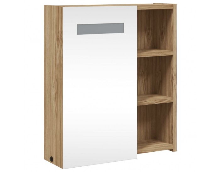 Sonata H Огледален шкаф за баня с LED осветление, дъб, 45x13x52 см