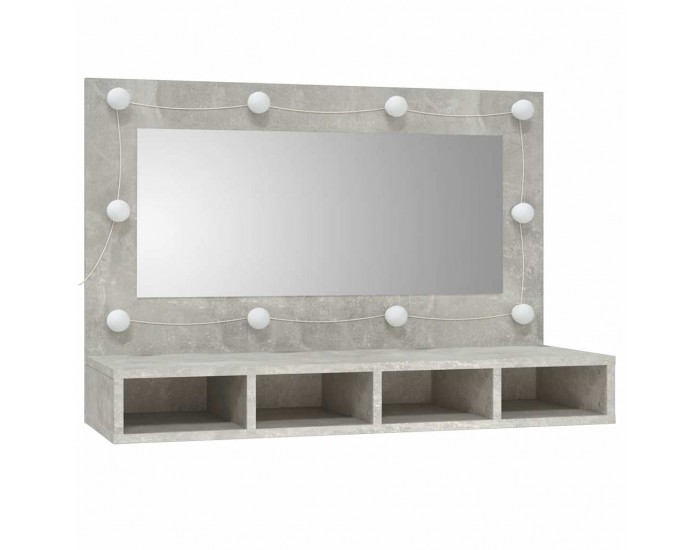 Sonata H Огледален шкаф с LED, бетонно сив, 90x31,5x62 см