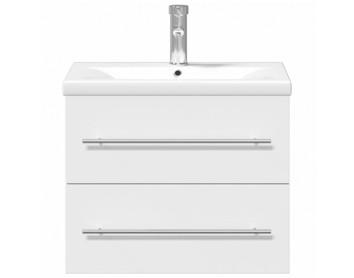 Sonata H Шкаф за мивка за баня с вградена мивка, бял