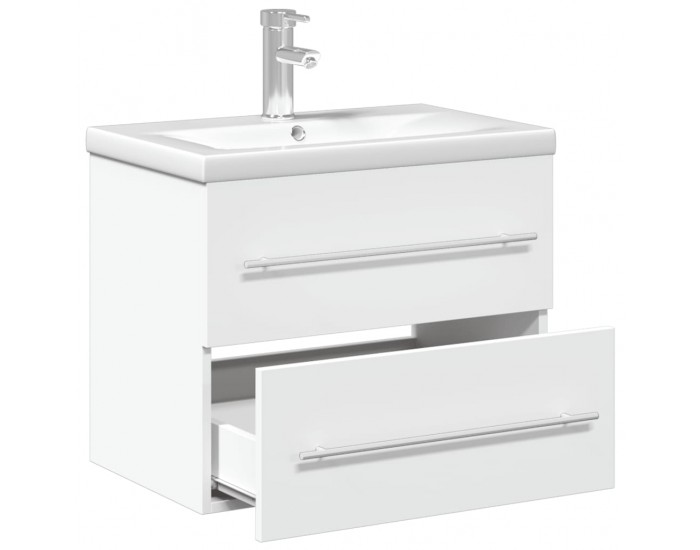 Sonata H Шкаф за мивка за баня с вградена мивка, бял