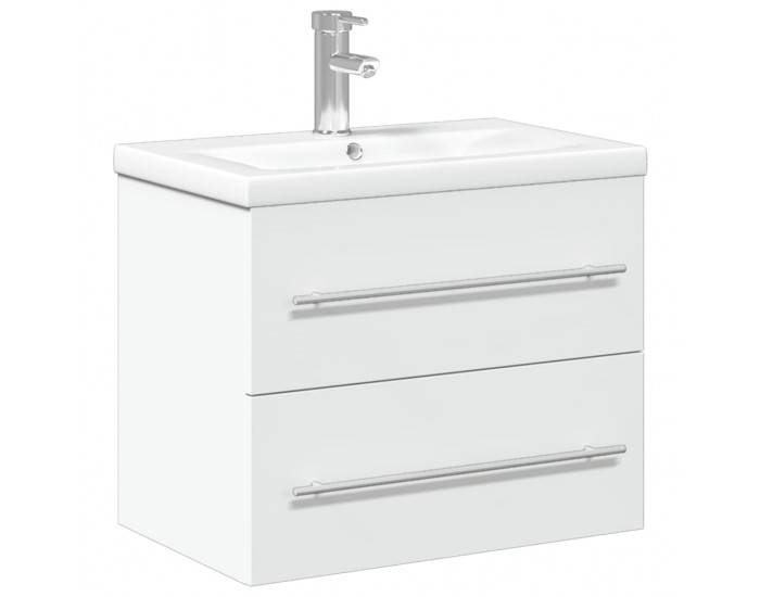 Sonata H Шкаф за мивка за баня с вградена мивка, бял