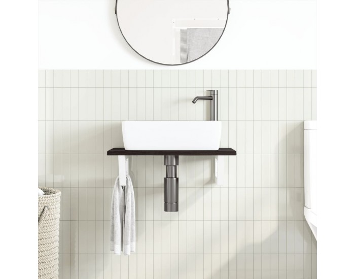 Sonata H Стенен рафт за мивка, стомана и масивно дърво дъб