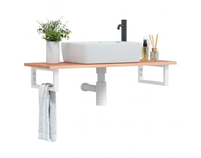 Sonata H Стенен рафт за мивка, стомана и масивно дърво дъб