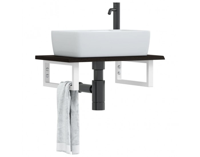 Sonata H Стенен рафт за мивка, стомана и масивно дърво дъб