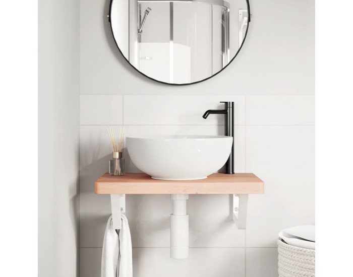 Sonata H Стенен рафт за мивка, стомана и масивно дърво бук