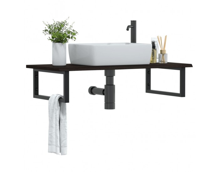 Sonata H Стенен рафт за мивка, стомана и масивно дърво дъб