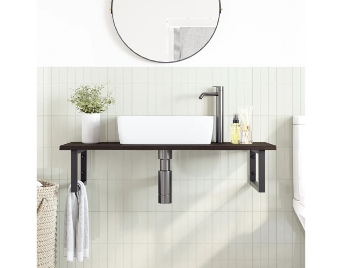 Sonata H Стенен рафт за мивка, стомана и масивно дърво дъб