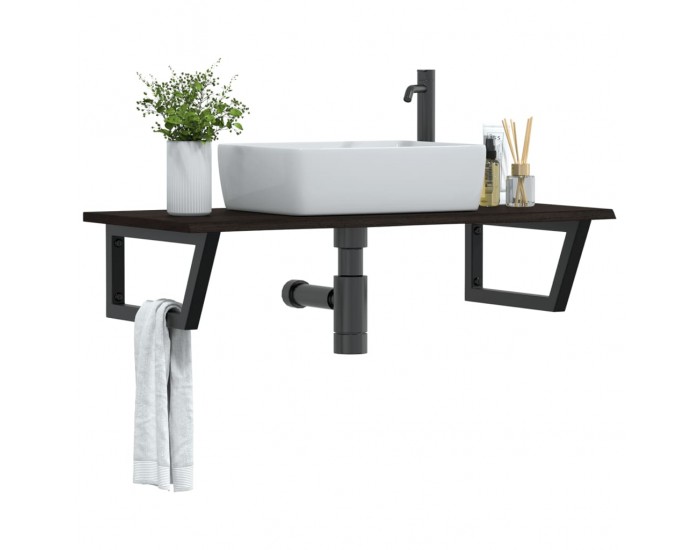 Sonata H Стенен рафт за мивка, стомана и масивно дърво дъб