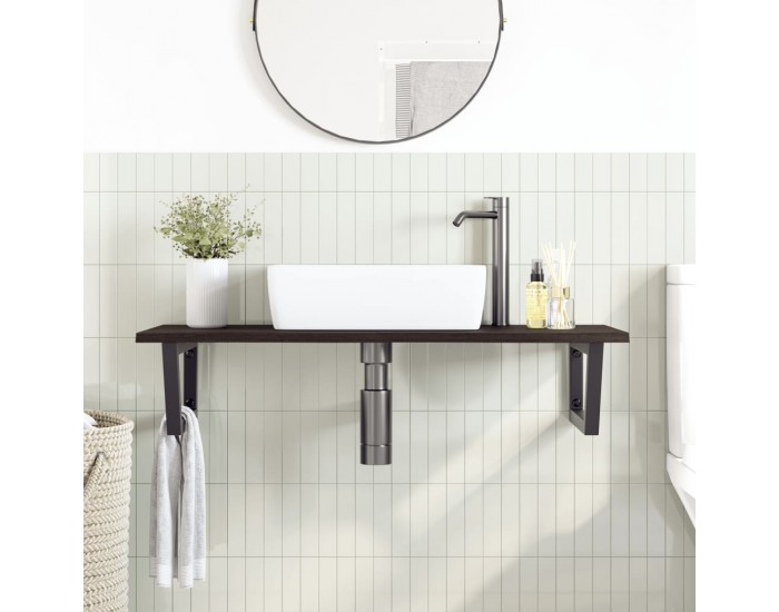 Sonata H Стенен рафт за мивка, стомана и масивно дърво дъб