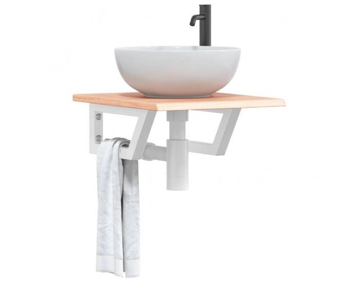 Sonata H Стенен рафт за мивка, стомана и масивно дърво дъб