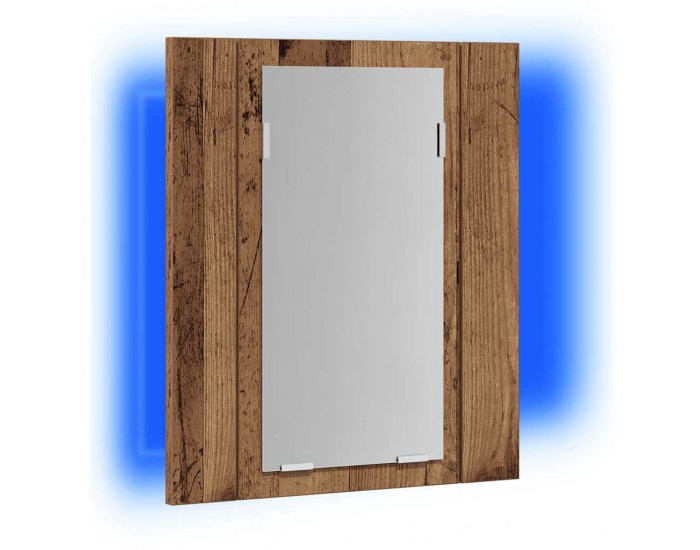 Sonata H LED шкаф за баня с огледало, старо дърво, 40x12x45 см