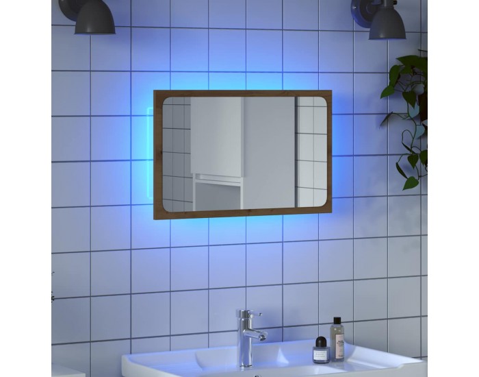 Sonata H Огледало за баня с LED светлина, дъб артизан, 60x8,5x38 cm