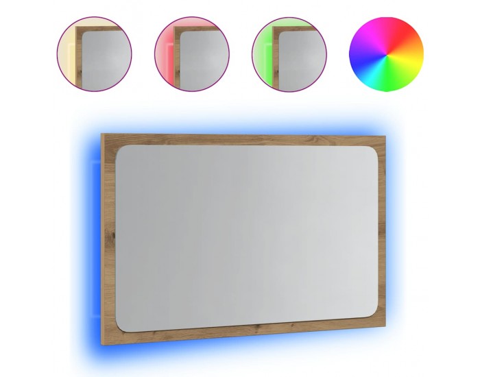 Sonata H Огледало за баня с LED светлина, дъб артизан, 60x8,5x38 cm