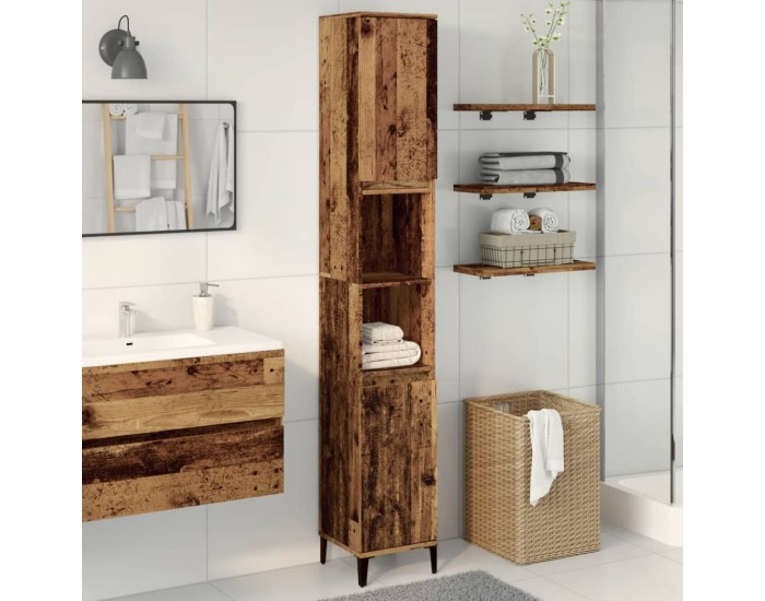 Sonata H Шкаф за баня, старо дърво, 30x30x190 см, инженерно дърво