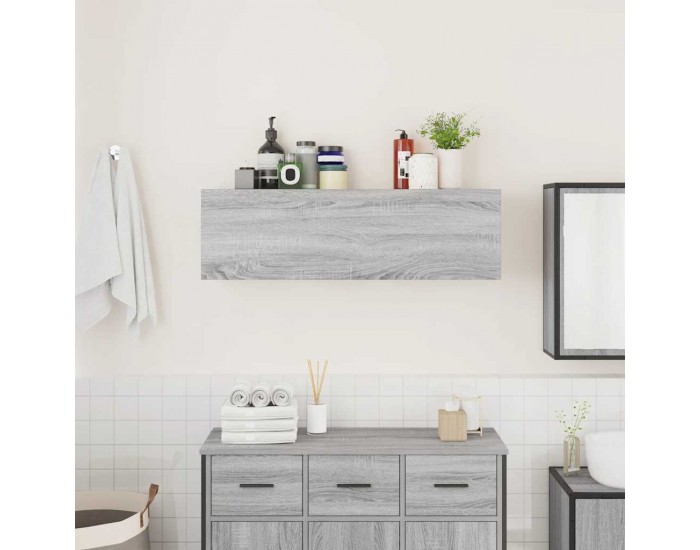 Sonata H Стенен шкаф за баня, сив сонома, 100x25x30 см, инженерно дърво