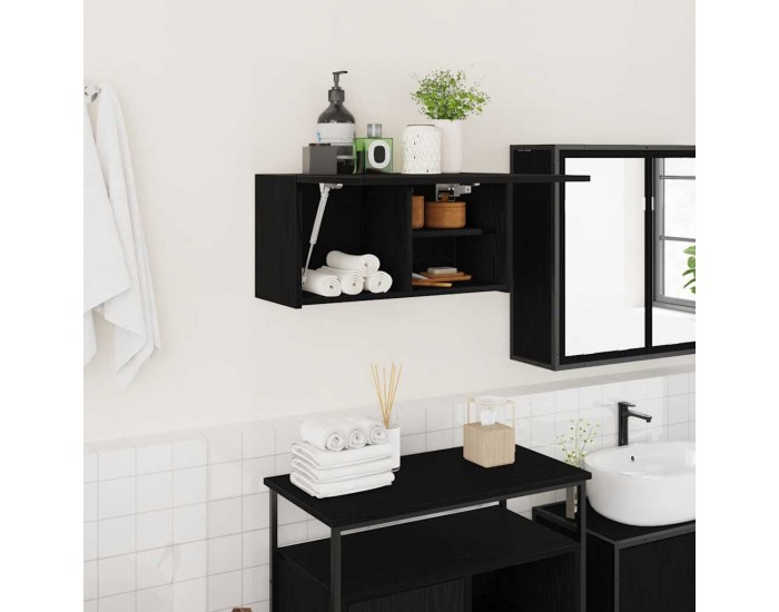Sonata H Стенен шкаф за баня, черни, 60x25x30 см, инженерно дърво