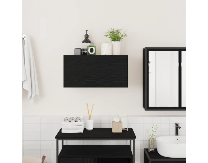Sonata H Стенен шкаф за баня, черни, 60x25x30 см, инженерно дърво