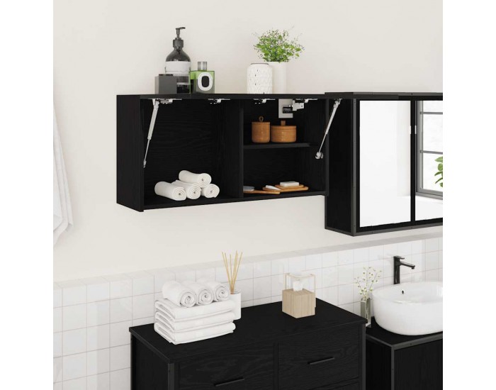 Sonata H Стенен шкаф за баня, черни, 80x25x40 см, инженерно дърво