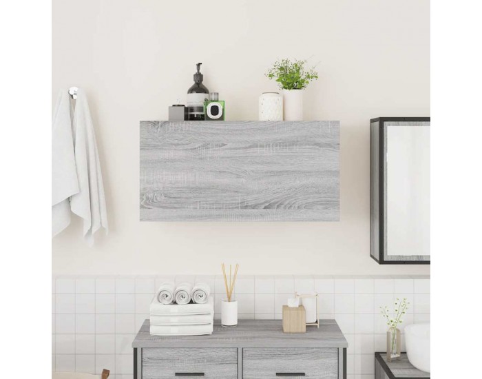 Sonata H Стенен шкаф за баня, сив сонома, 80x25x40 см, инженерно дърво
