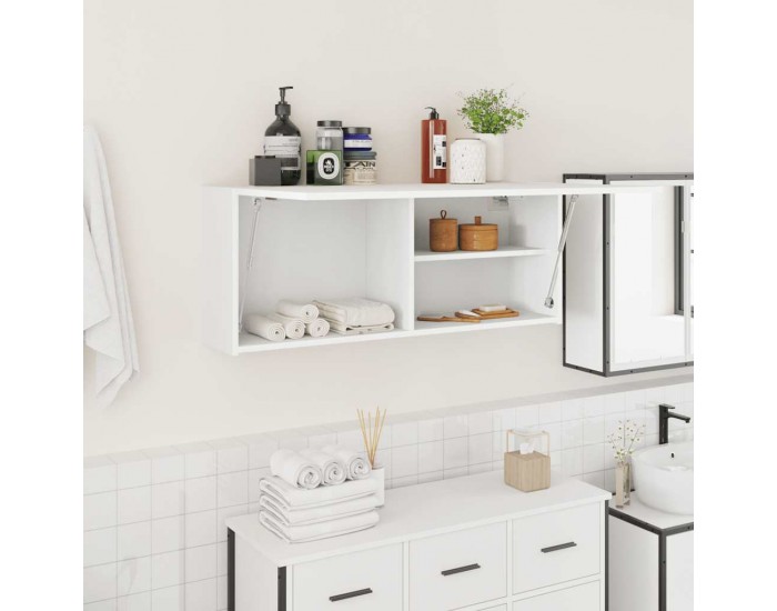 Sonata H Стенен шкаф за баня, бял, 100x25x40 см, инженерно дърво