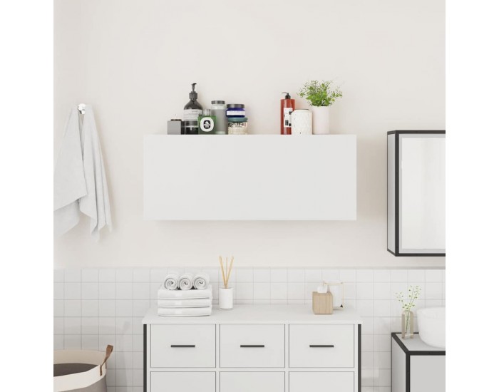 Sonata H Стенен шкаф за баня, бял, 100x25x40 см, инженерно дърво