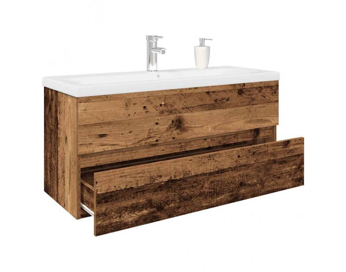 Sonata H шкаф за мивка с вграден басейн и смесител Старо дърво