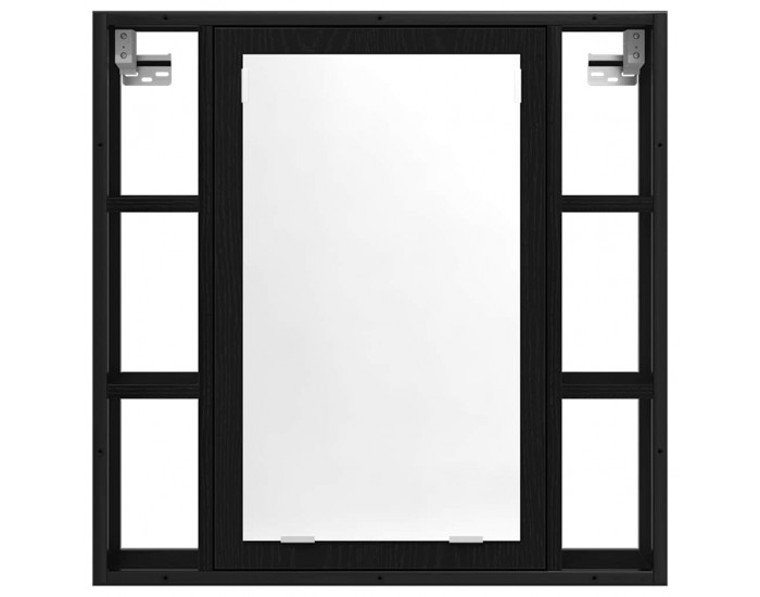 Sonata H Шкаф за баня с огледало, черен дъб, 60x16x60 см, инженерно дърво