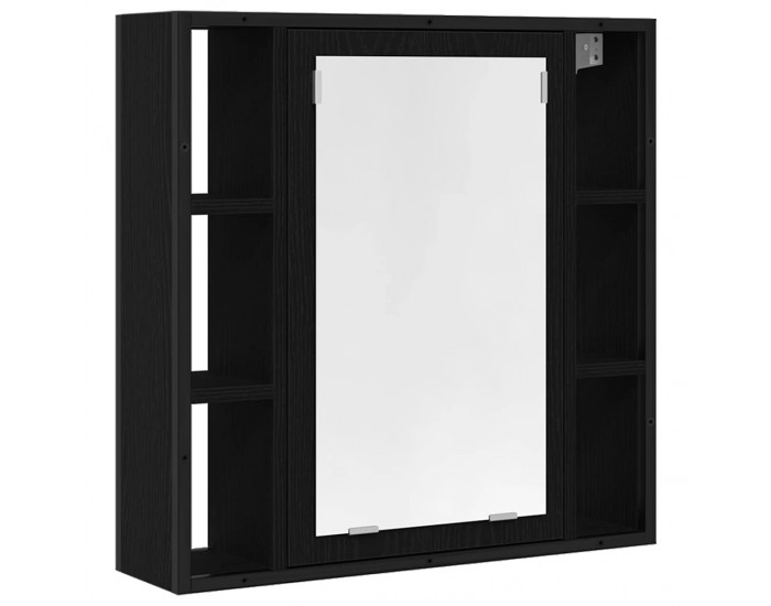 Sonata H Шкаф за баня с огледало, черен дъб, 60x16x60 см, инженерно дърво