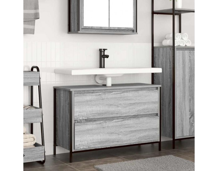 Sonata H Шкаф за баня с чекмеджета сив сонома 90x34,5x60 cm