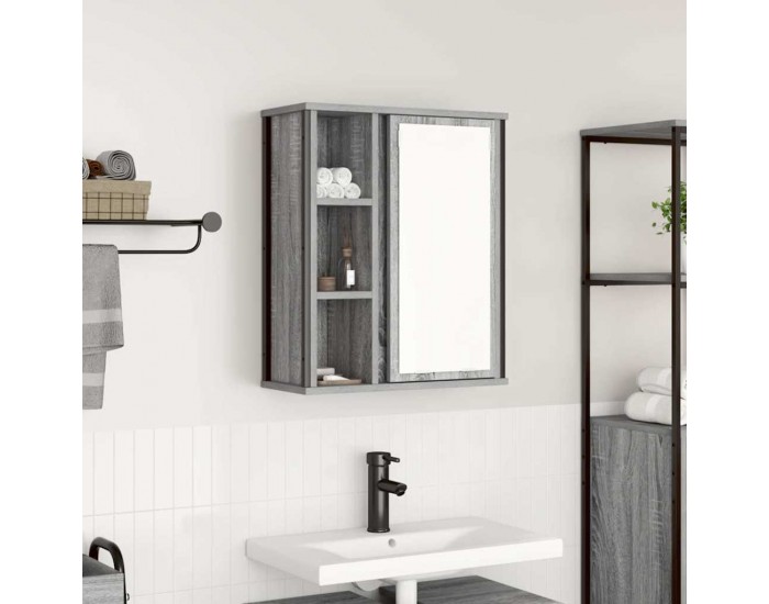 Sonata H Стенен шкаф за баня с огледало сив сонома 50x21x60 cm