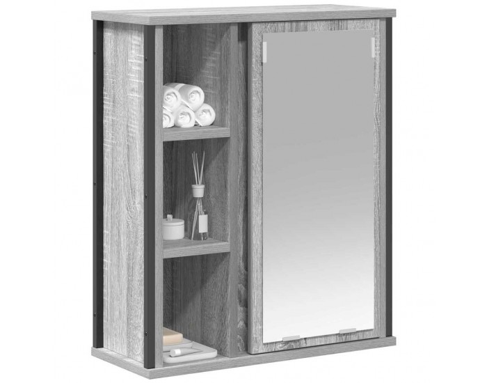 Sonata H Стенен шкаф за баня с огледало сив сонома 50x21x60 cm