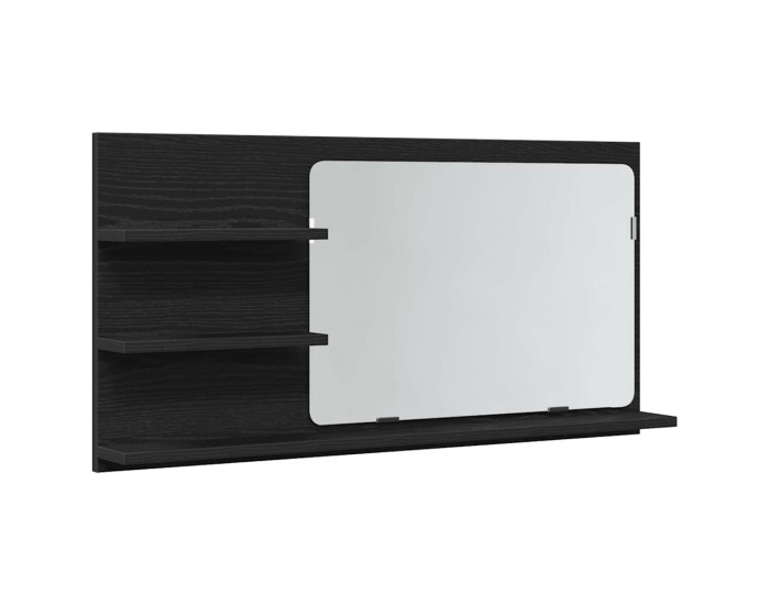 Sonata H Шкаф за баня с огледало, черен дъб, 90x11x45 см, инженерно дърво