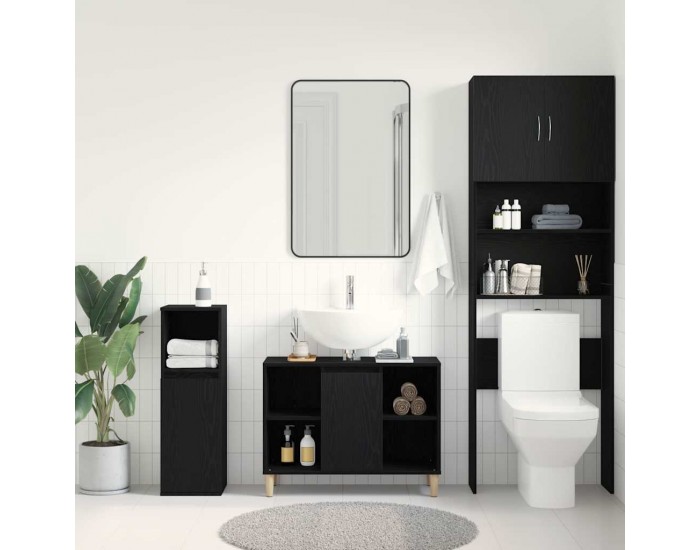 Sonata H Шкаф за мивка, черен дъб, 80x33x60 см, инженерно дърво