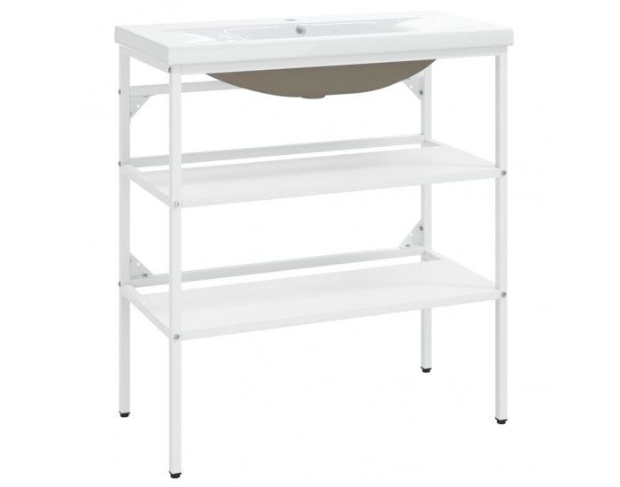 Sonata H Рамка за мивка за баня с вграден умивалник, бяла, желязна