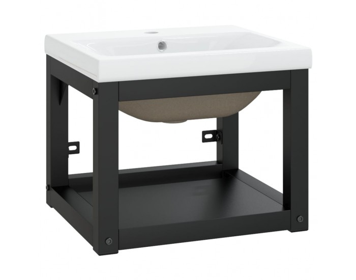 Sonata H Рамка за мивка за баня с вграден умивалник, черна, желязна