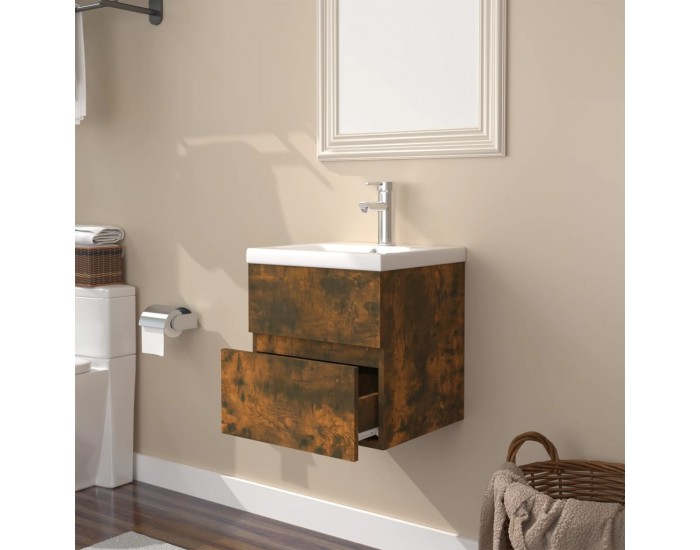 Sonata H Шкаф за мивка с вградена мивка, опушен дъб, инженерно дърво