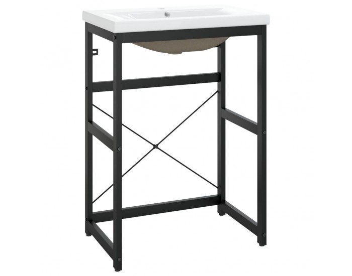 Sonata H Рамка за мивка за баня с вграден умивалник, черна, желязна