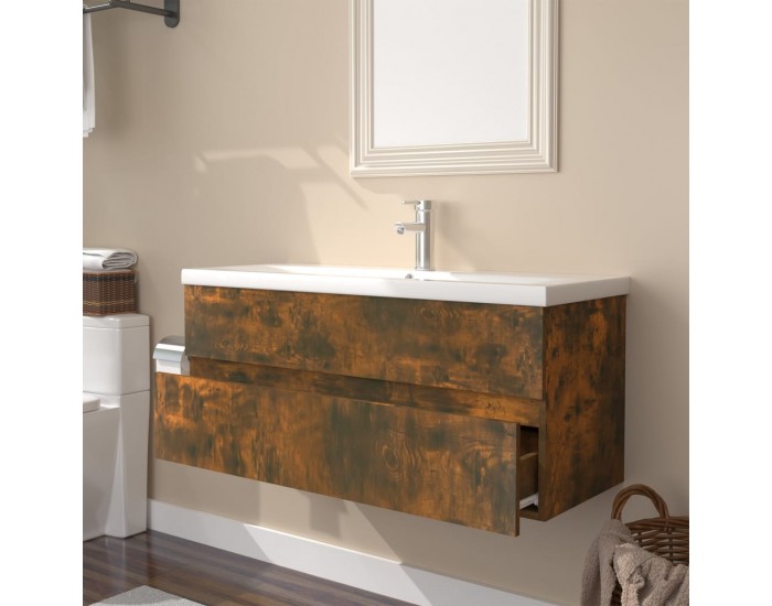 Sonata H Шкаф за мивка с вградена мивка, опушен дъб, инженерно дърво