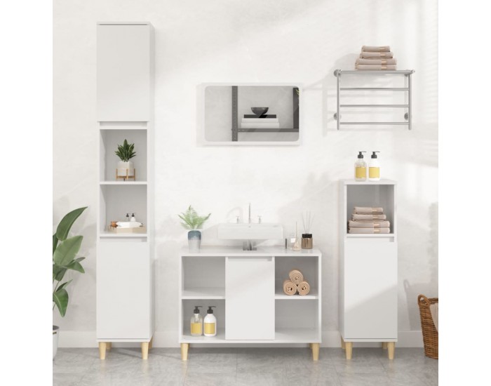 Sonata H Шкаф за мивка, бял гланц, 80x33x60 см, инженерно дърво