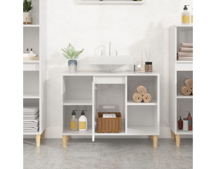 Sonata H Шкаф за мивка, бял гланц, 80x33x60 см, инженерно дърво