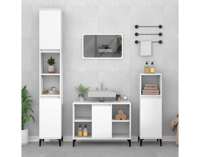 Sonata H Шкаф за мивка, бял, 80x33x60 см, инженерно дърво