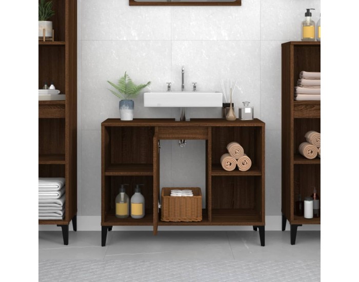 Sonata H Шкаф за мивка, кафяв дъб, 80x33x60 см, инженерно дърво