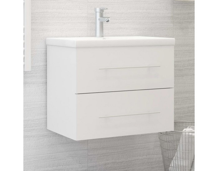 Sonata H Шкаф за мивка с вградена мивка, Бяло, инженерно дърво