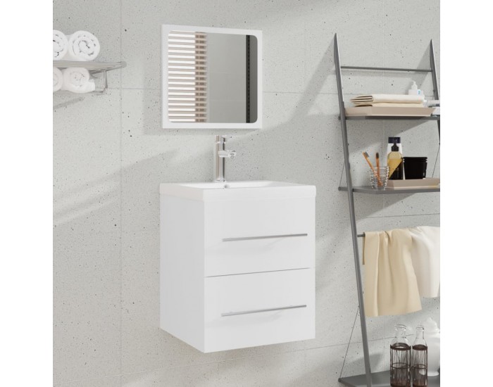 Sonata H Шкаф за мивка с вградена мивка, бял, инженерно дърво