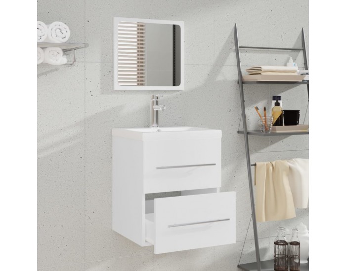 Sonata H Шкаф за мивка с вградена мивка, бял, инженерно дърво