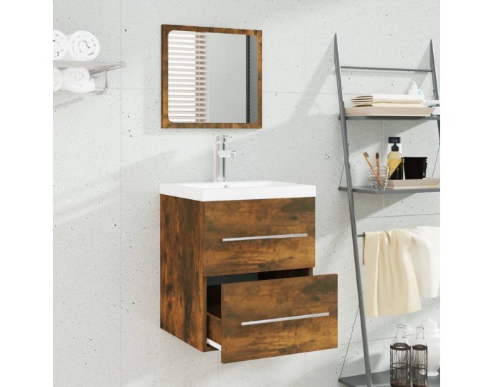 Sonata H Шкаф за мивка с вградена мивка, опушен дъб, инженерно дърво