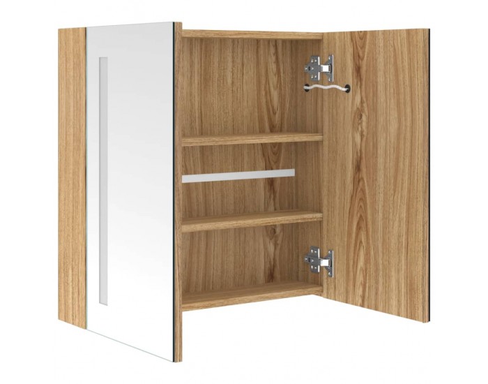 Sonata H LED шкаф с огледало за баня, цвят дъб, 62x14x60 см