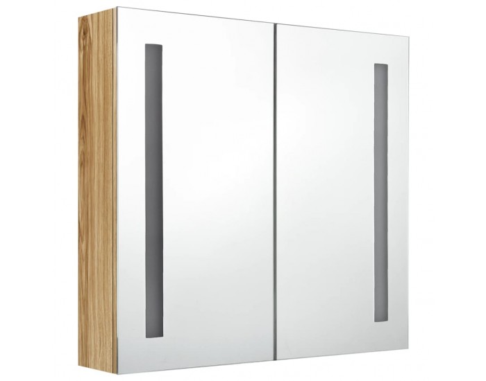 Sonata H LED шкаф с огледало за баня, цвят дъб, 62x14x60 см